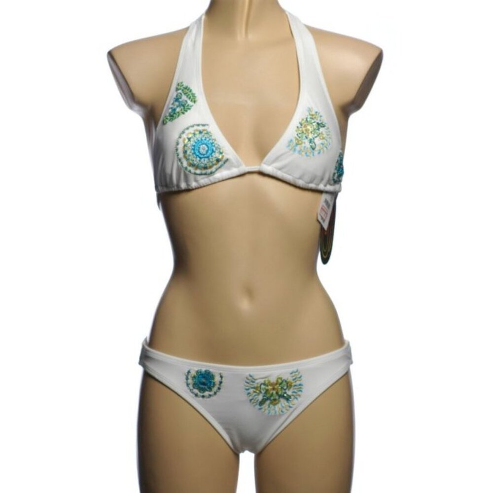 99 Degress White Beaded Bikini - Sz S - NEW